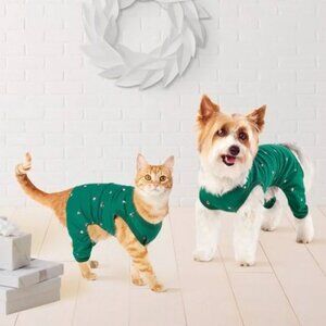 Christmas Green Polar Bear Print Holiday Dog and Cat pajamas